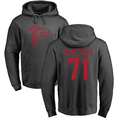 Atlanta Falcons Men Ash Wes Schweitzer One Color NFL Football #71 Pullover Hoodie Sweatshirts->nfl t-shirts->Sports Accessory